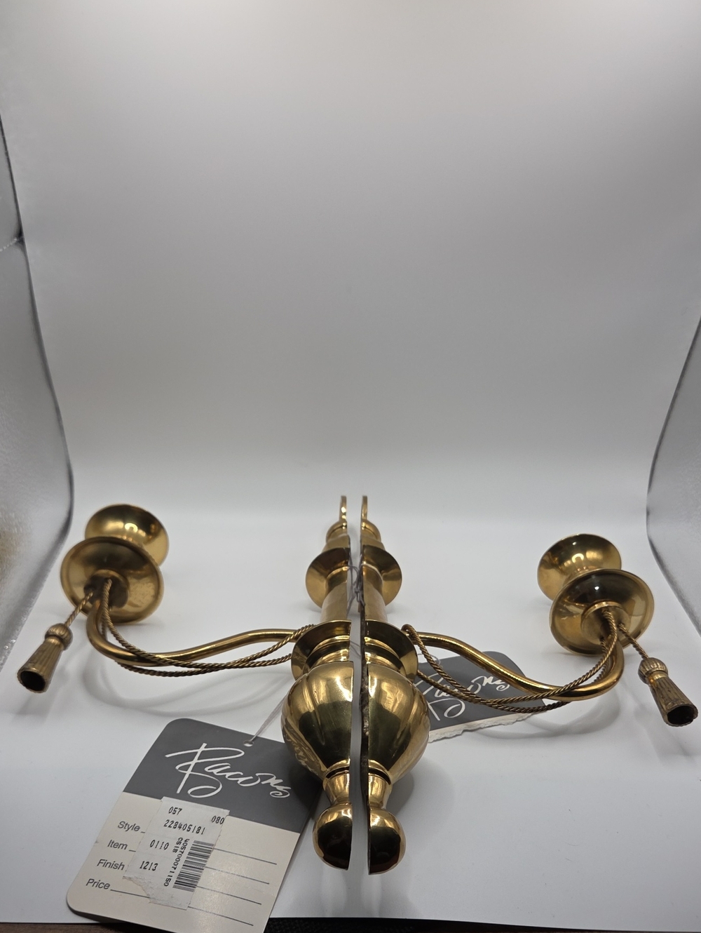 Solid Brass Sconces Set Of 2 With Brass Tassel. NWT Vintage